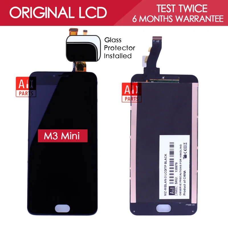 100 Tested Original 5 INCH Black 1280x720 Display For Meizu M3 Mini LCD with Touch Screen