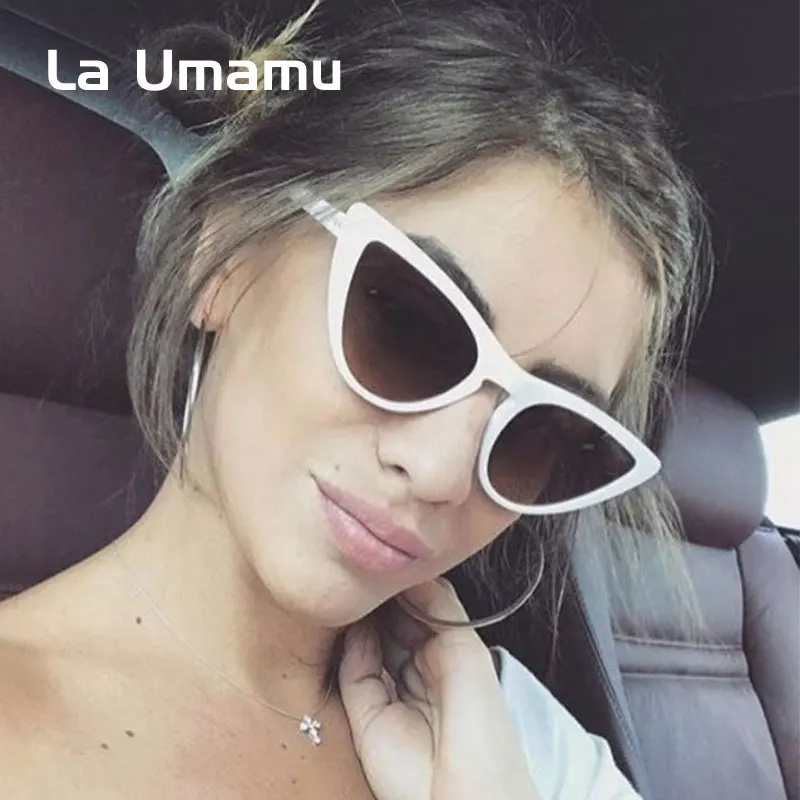 

2018 New Fashion White Cat Eye Sunglasses for Women Brand Designer Black Red Cateye Glasses Female UV400 Trendy Shades LA1350