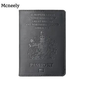 

Hot Genuine Leather UK Passport Cover for United Kingdom Britain Credit Card Holder UK Passport Case Unisex Travel Wallet