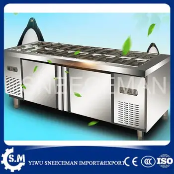 Online Stainless Steel Salad Pizza Sandwich Fruit Working Bench Machine Working Bench Counter Worktable Machine