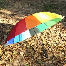 Радужный Зонт от дождя для женщин и мужчин, Неавтоматические зонты с длинной ручкой, Guarda Chuva, подарок, черное покрытие, Paragus, рекламный подарок