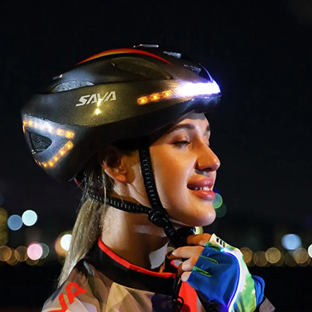 Cycling Smart Steering LED Helmet Mountain Bike Accessory USB Chargeable LED Light Helmet with Warning Tail Lights Night Riding