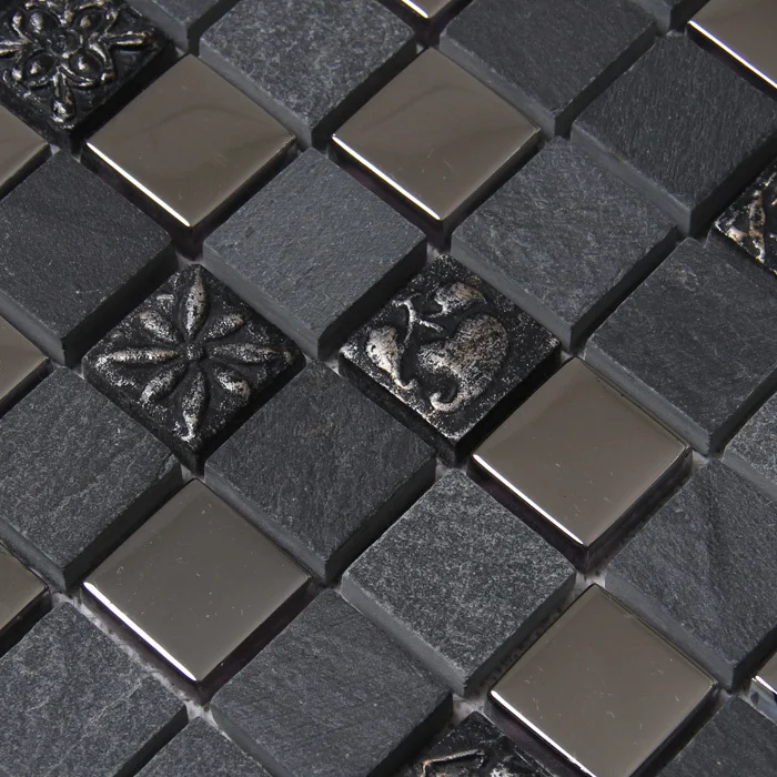 Platz Schwarz Grau Farbe Stein Gemischten Metall Mosaik Fliesen Fur Kuche Backsplash Fliesen Badezimmer Dusche Mosaikfliesen U Bahn Mosaik Fliesen Tile For Kitchen Tiles Kitchenmosaic Kitchen Aliexpress