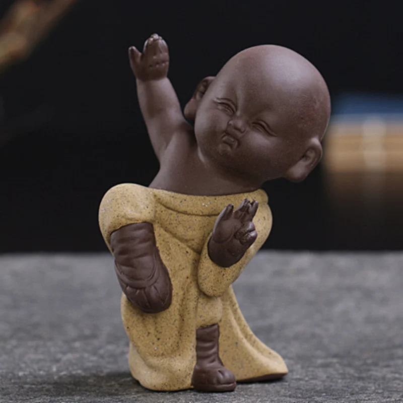ZEETOON милый маленький Монах Будда чай питомец фиолетовый песок кунг-фу ребенок чай для домашних животных аксессуары для чайных тары настольные украшения - Цвет: B