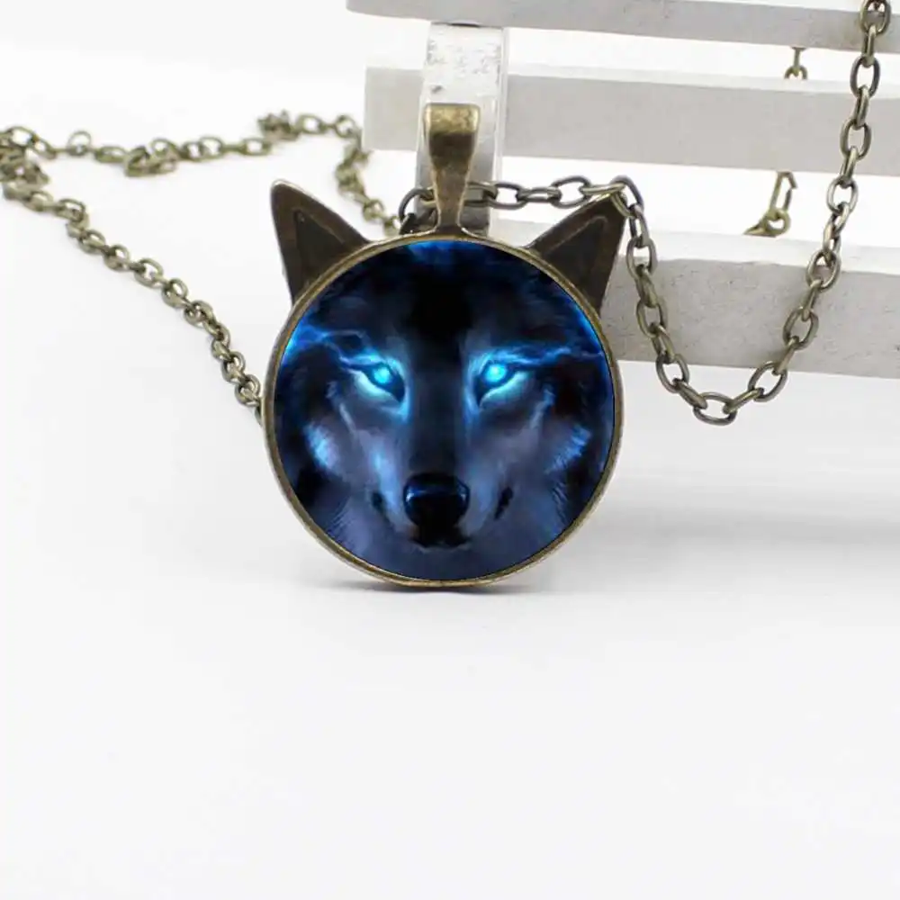 New charm Nordic magic wolf necklace cat ear pendant jewelry glass cabochon necklace children's gift jewelry New charm Nordic magic wolf necklace cat ear pendant jewelry glass cabochon necklace children's gift jewelry