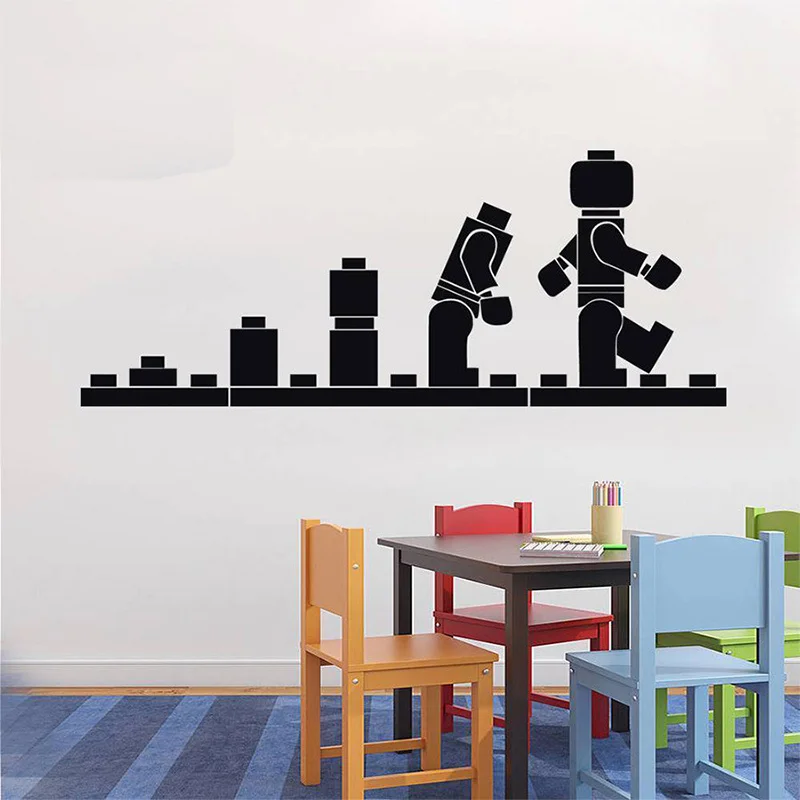 Настенная Наклейка LEGO наклейка Эволюция настенный виниловый трафарет Lego для