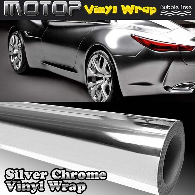 JX-LCLYL 12x60" 30*152CM DIY Car Vehicle 3D Vinyl Film Wrap Sticker Decal Silver Chrome