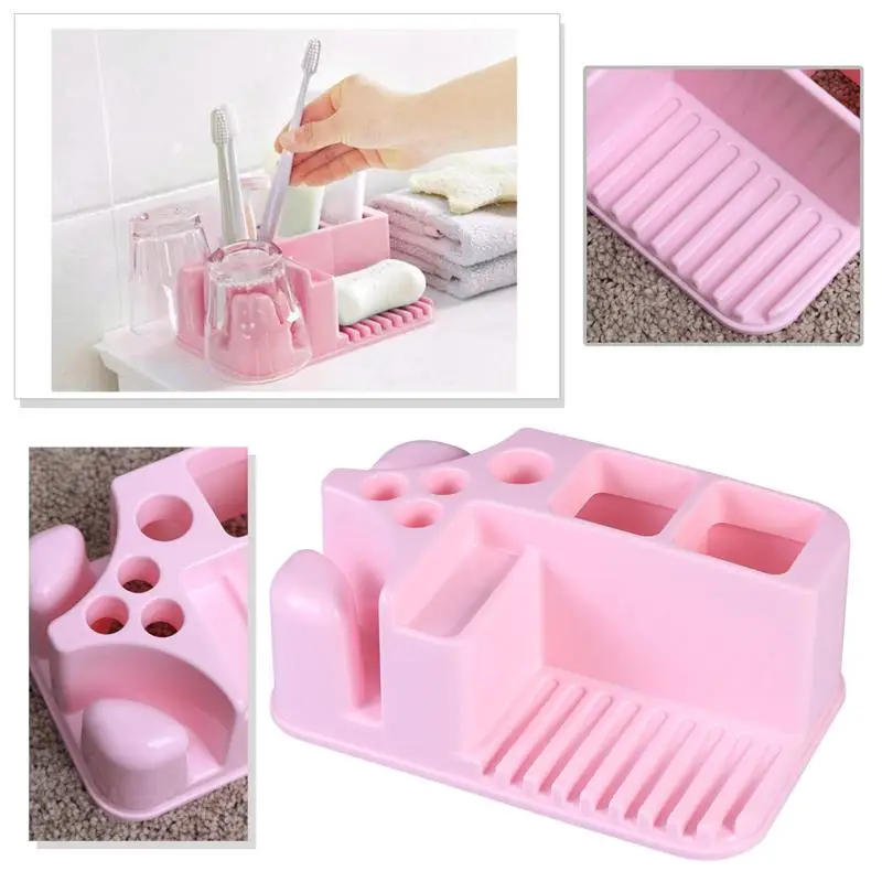 

1 PC Toothbrush Holder Stand Bathroom Sturdy Storage Toothpaste Rack Wash Storage Rack Toothbrush Cup Holder Finishing