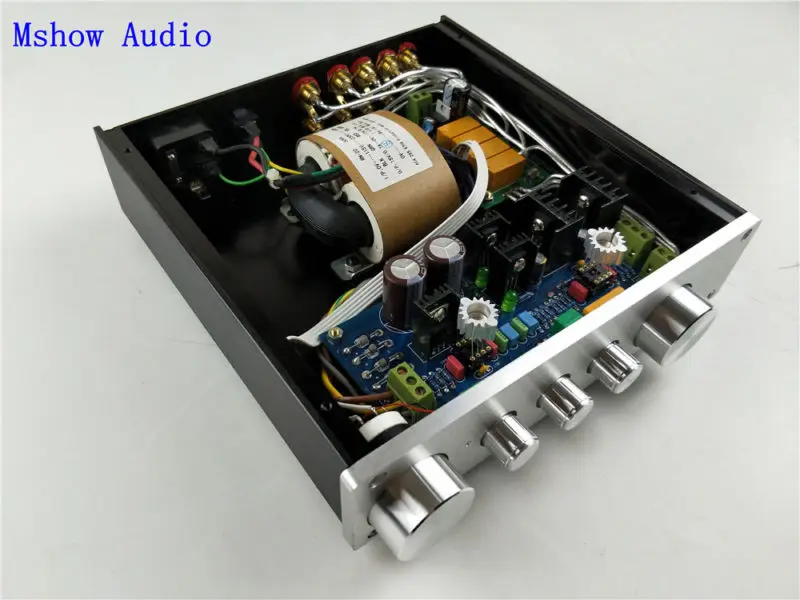 Mshow audio HIFI Class A audio preamplifier preamp amp tone adjustable WITH 4 pairs RCA input Source Selector 4 ways in 1 output
