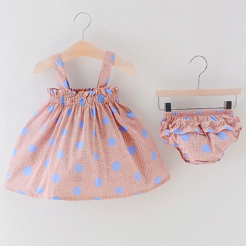 

2019 Summer Girls Dress Girls Clothes Sets Print Children Clothing Girl Sleeveless Princess Dress Shorts Suits Kids Clothes 2pcs