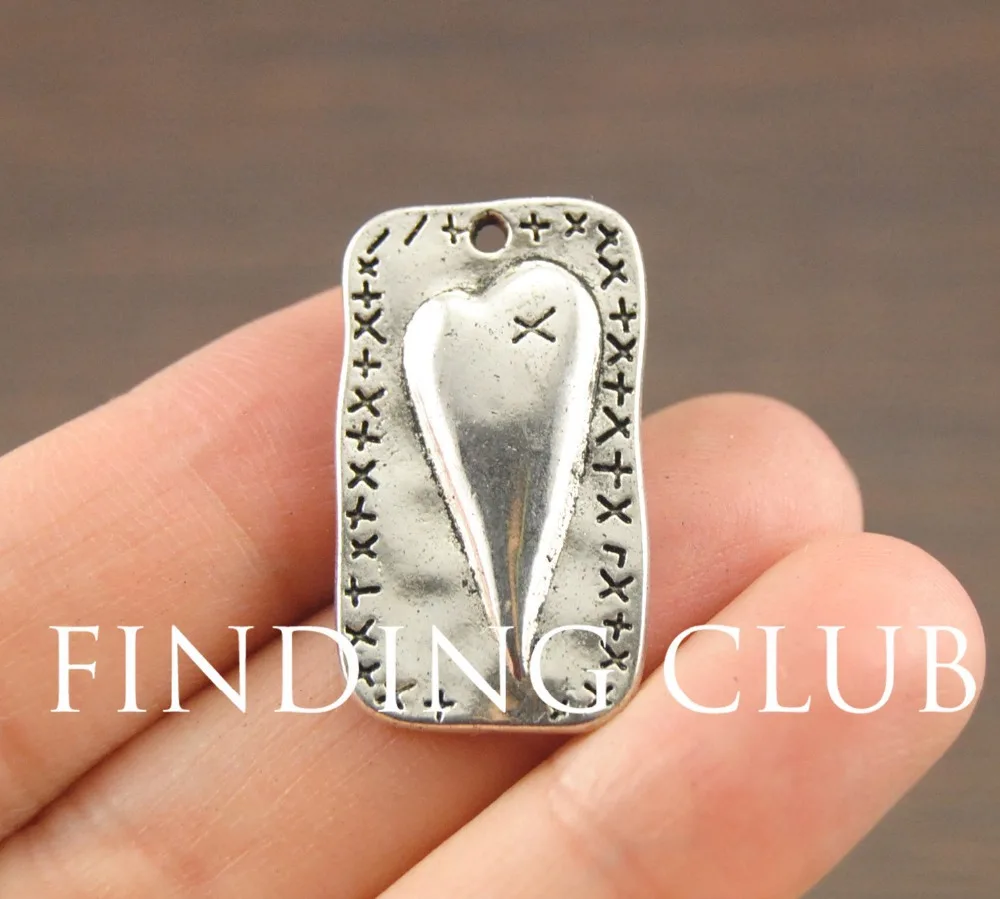 

10 pcs Antique Silver Patchwork Heart Charms DIY Metal Bracelet Necklace Jewelry Findings A1080