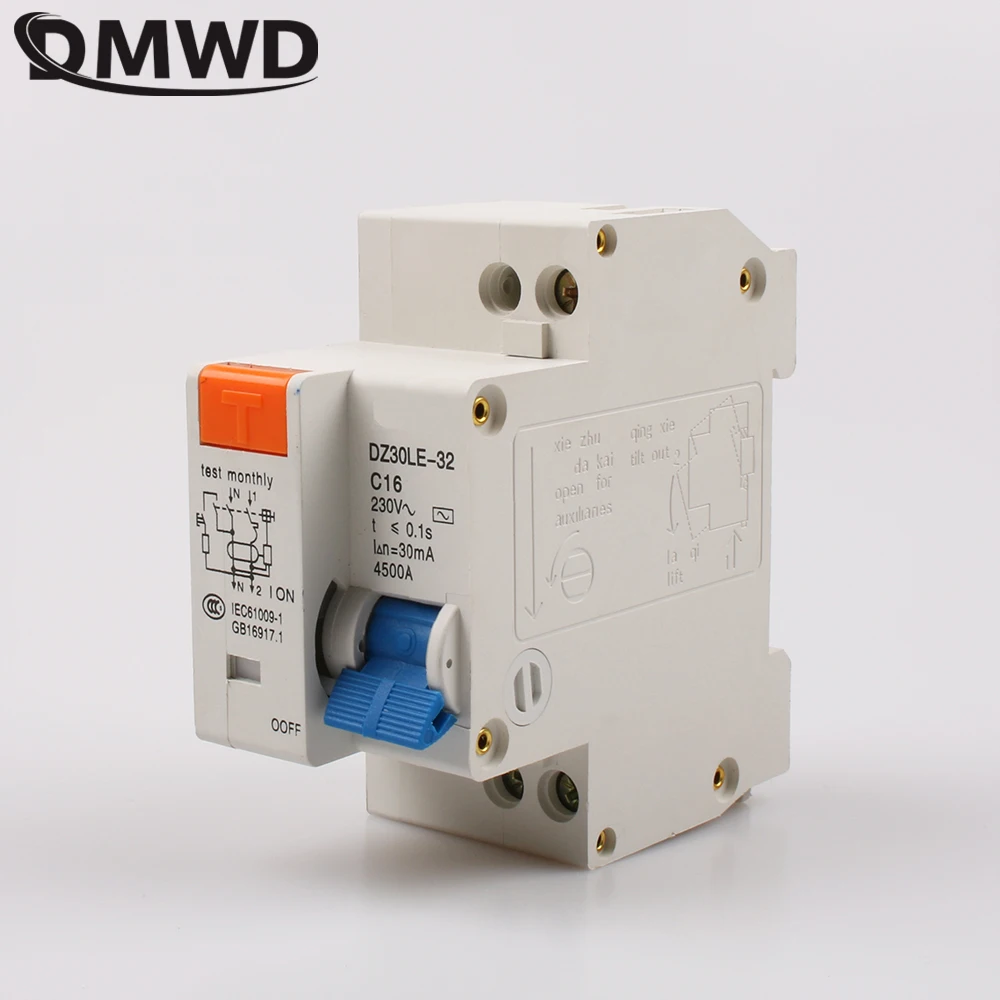 

DMWD DPNL 1P+N 16A 220V 230V 50HZ/60HZ Residual current Circuit breaker with over current and Leakage protection RCBO