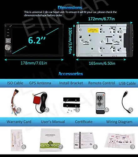 Perfect Latest Android 6.0 Double din Car DVD Player GPS Navigation Autoradio Bluetooth Radio Stereo 6.2