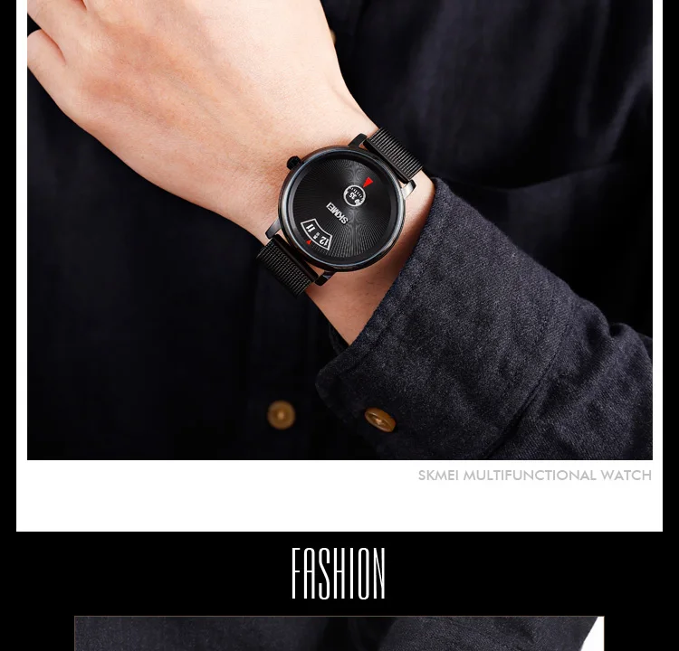 SKMEI деловые мужские кварцевые часы, простой стиль наручные часы водонепроницаемые из нержавеющей стали/кожи брендовые черные цвета 1490 мужские часы