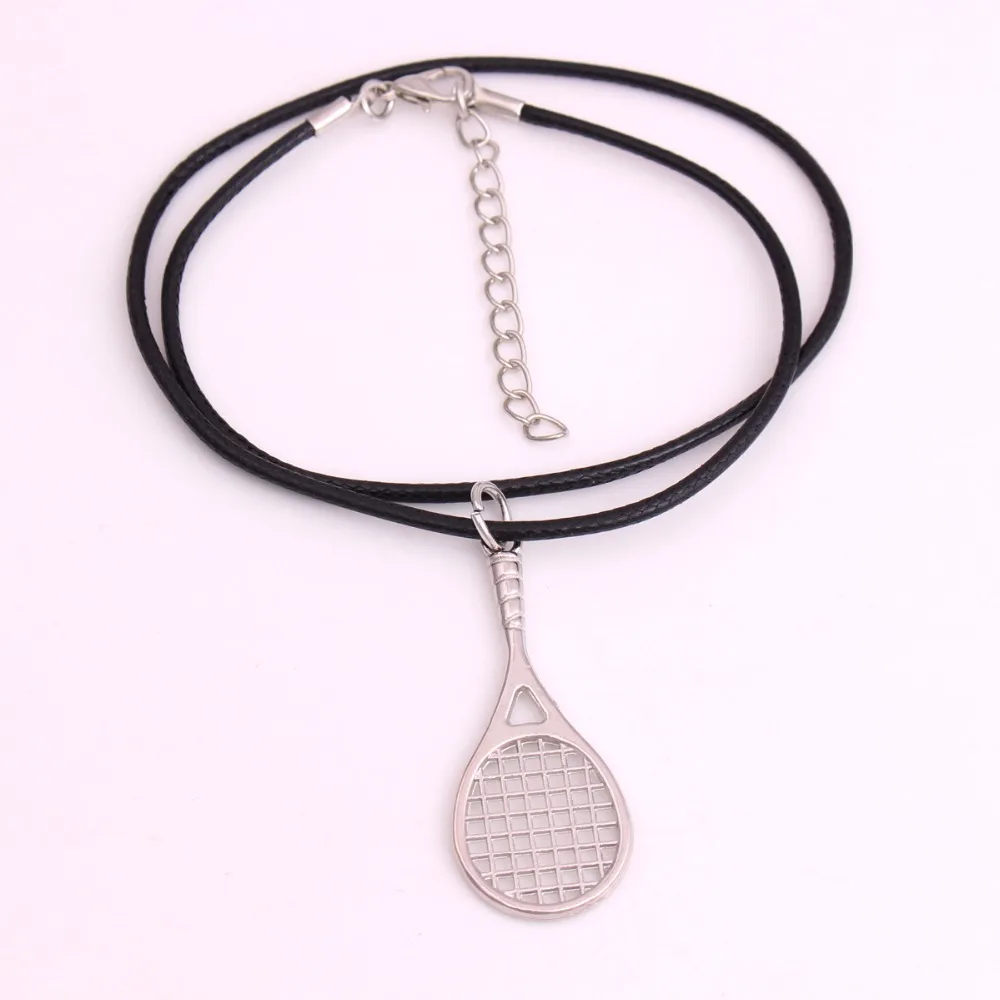 Drop Shipping 1pcs Tennis racket pendant with 18" leather Chain Tennis