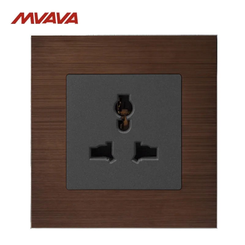 

MVAVA 10A Multifunction Wall Power Universal Socket Outlet 110-250V Plug Decorative Receptacle Alumimum Brushed Free Shipping