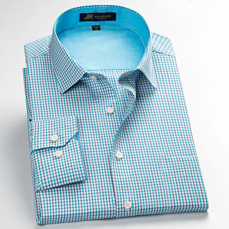 

Men's Classic Style Plaid shirts Non-Iron Patchwork Men's Formal Dress Shirts Casual Shirts High Quality 2017 New Arrival