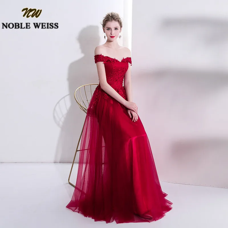 NOBLE WEISS великолепные красные кружевные платья для выпускного вечера тюлевые индивидуальные А-образные Формальные длиной до пола Vestido de formatura longo