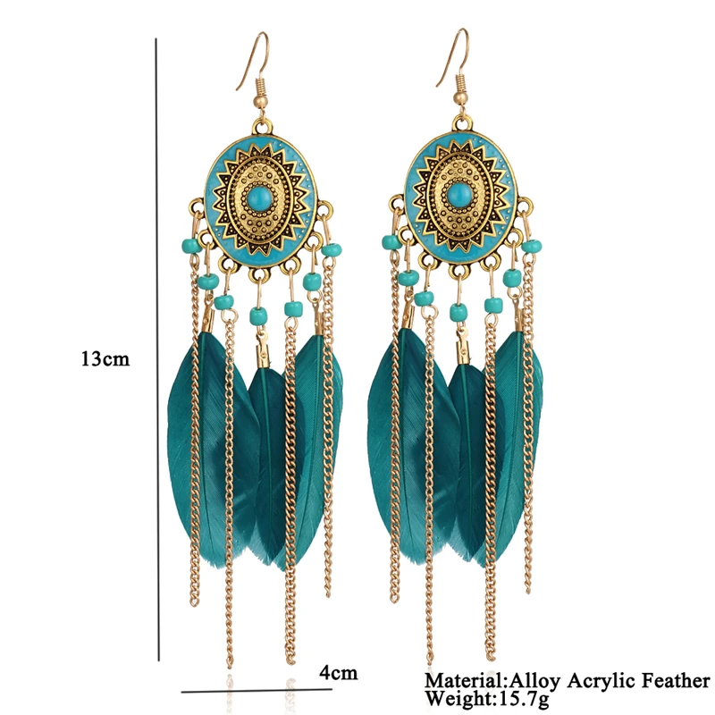 17KM-Bohemia-Vintage-Women-Long-Feather-Drop-Earrings-Tassel-Bead-Ethnic-Indian-Charm-Brincos-Jewelry-Pendientes