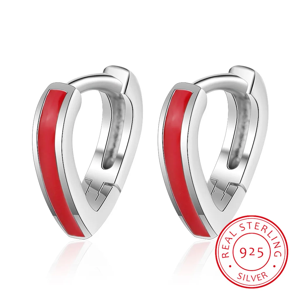 

New Women's 100% 925 Sterling Silver Jewelry Fashion Love Heart Hoop Earrings Gift For Girls Teens Lady DS135