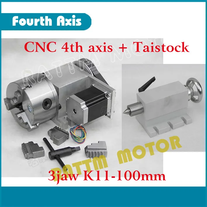 EU Delivery 3Jaw 100mm 4th Axis CNC dividing head Rotation Axis kit Tailstock for Mini CNC