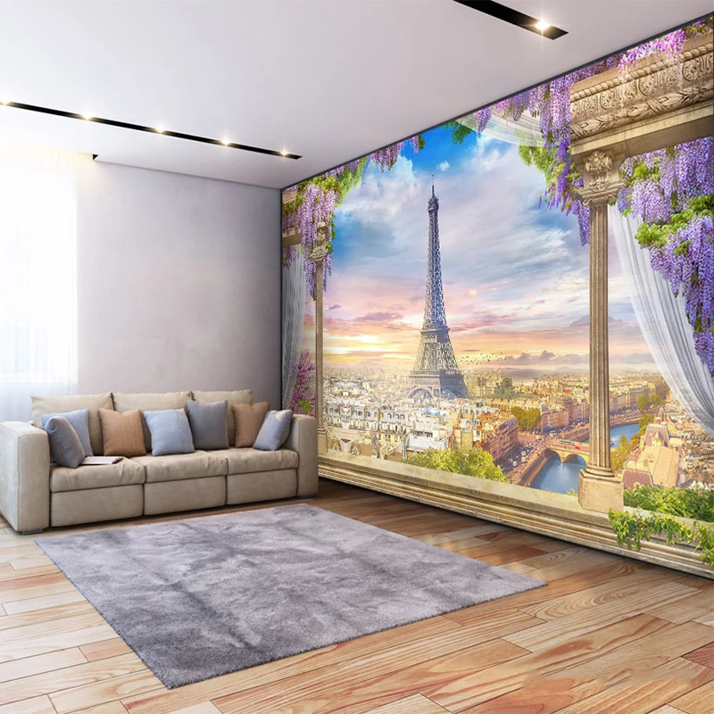 Фото обои 3D стерео римская колонна Париж башня фрески гостиная спальня столовая Водонепроницаемая настенная ткань Papel де Parede