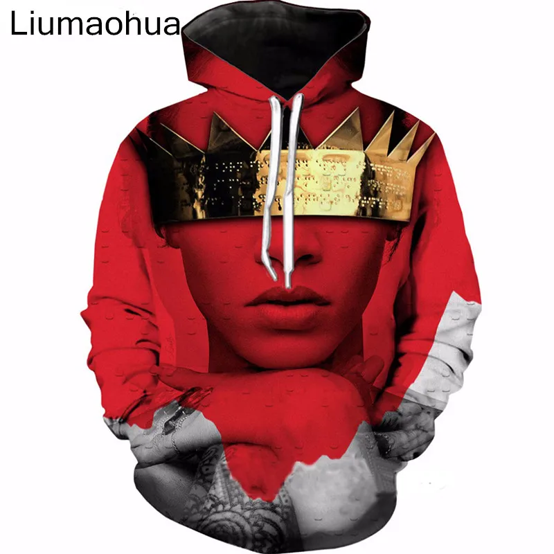 

Liumaohua 2018 New Fashion Hoodies singer Rihanna album Anti Print 3d Sweatshirt Hip hop Womens Mens Jumper