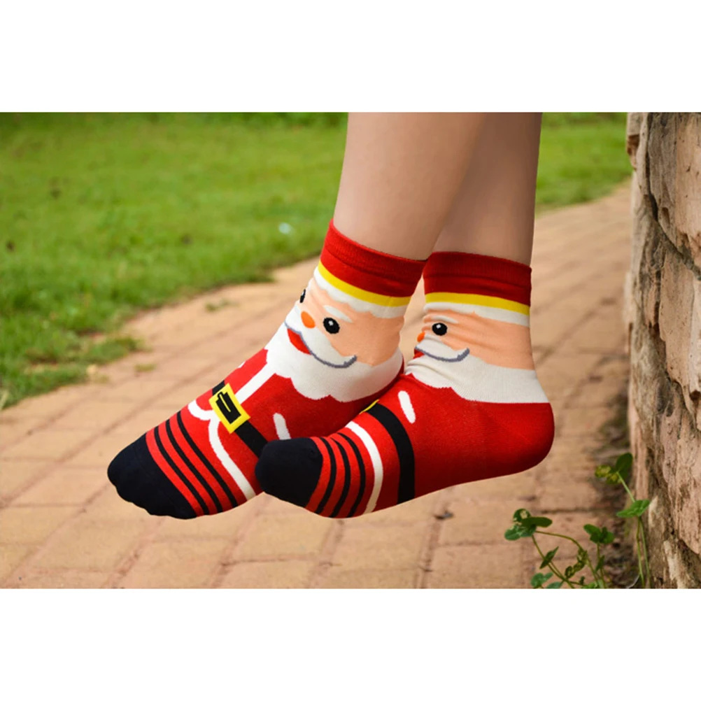 Soft Comfortable Girls Cute Christmas Holiday Mid Calf Cotton Socks