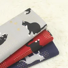 Половина ярда импорт позолоченный мягкий бриз мультфильм кошка печати ткань, ручной работы DIY сумка в стиле квилтинг ткань хлопок CR-A403