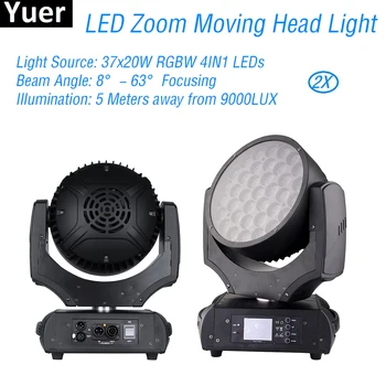 Prijzen 2 stks partij 37x20W LED RGBW 4IN1 Zoom Moving Head Licht DMX512 DJ Disco apparatuur Lamp Licht Muziek kerst KTV Party Zoom Lichten