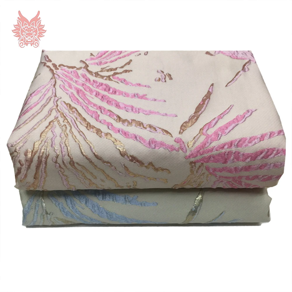 Французский стиль розовый синий Рельефный цветочный Металлик Жаккардовая парча ткань для платья ткань tela tecidos stoffen SP5442