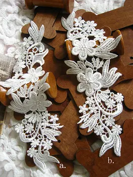 

Ivory Bridal Applique, venice Lace Applique, bridal headpiece flower applique, 2 pieces