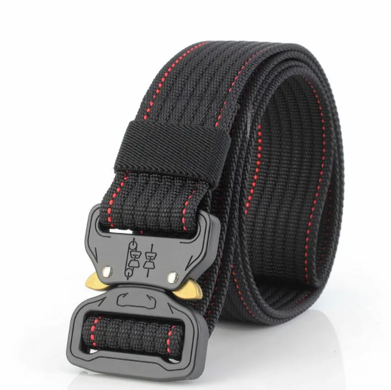 

Men's Tactical Nylon Belt Outdoor Multifunctional Training Belts for Men High Quality Metal Insert Buckle Cotton Canvas Belt