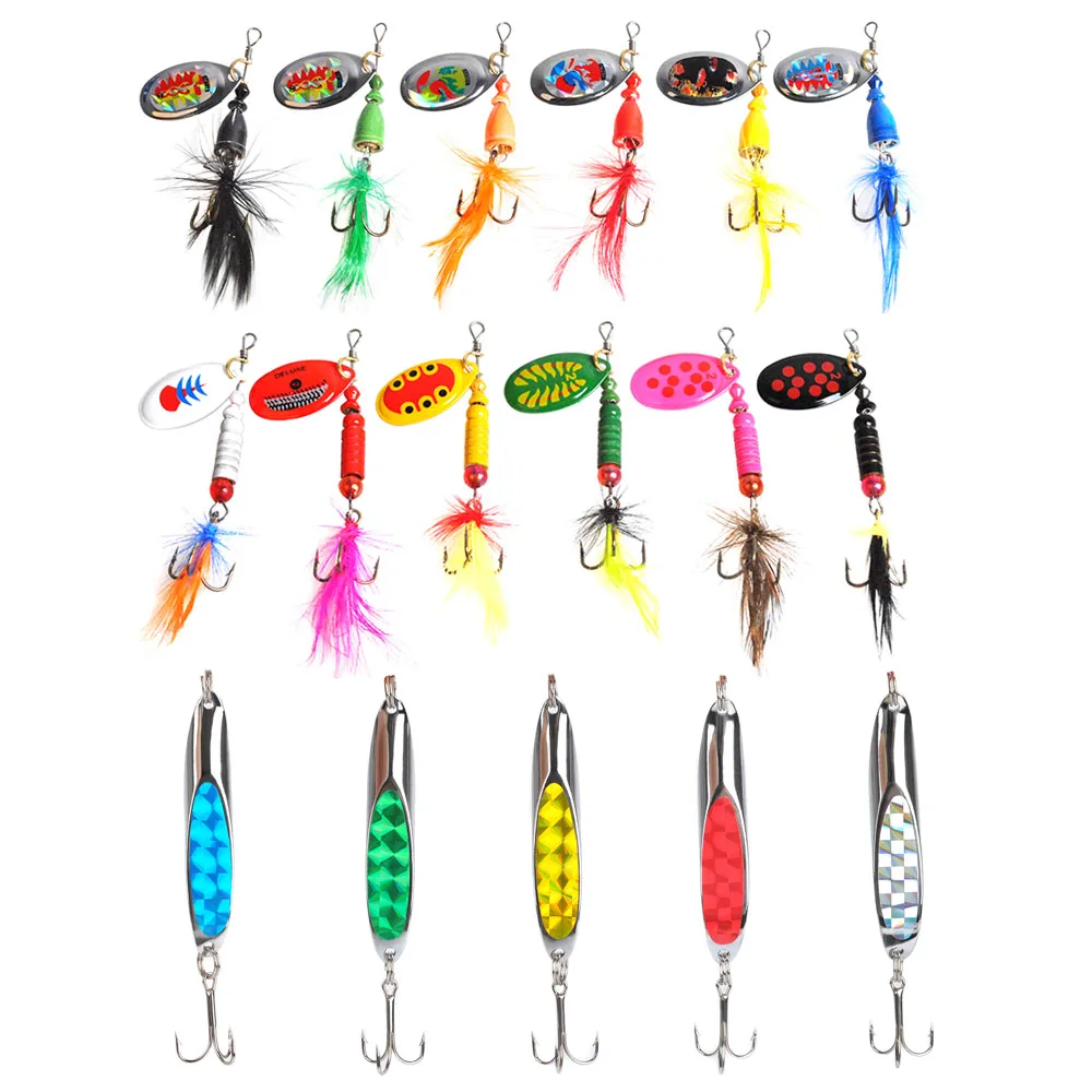 Dr.Fish Lot 17 Pike Walleye Fishing Lures Spinners Rooster Tails Spoon