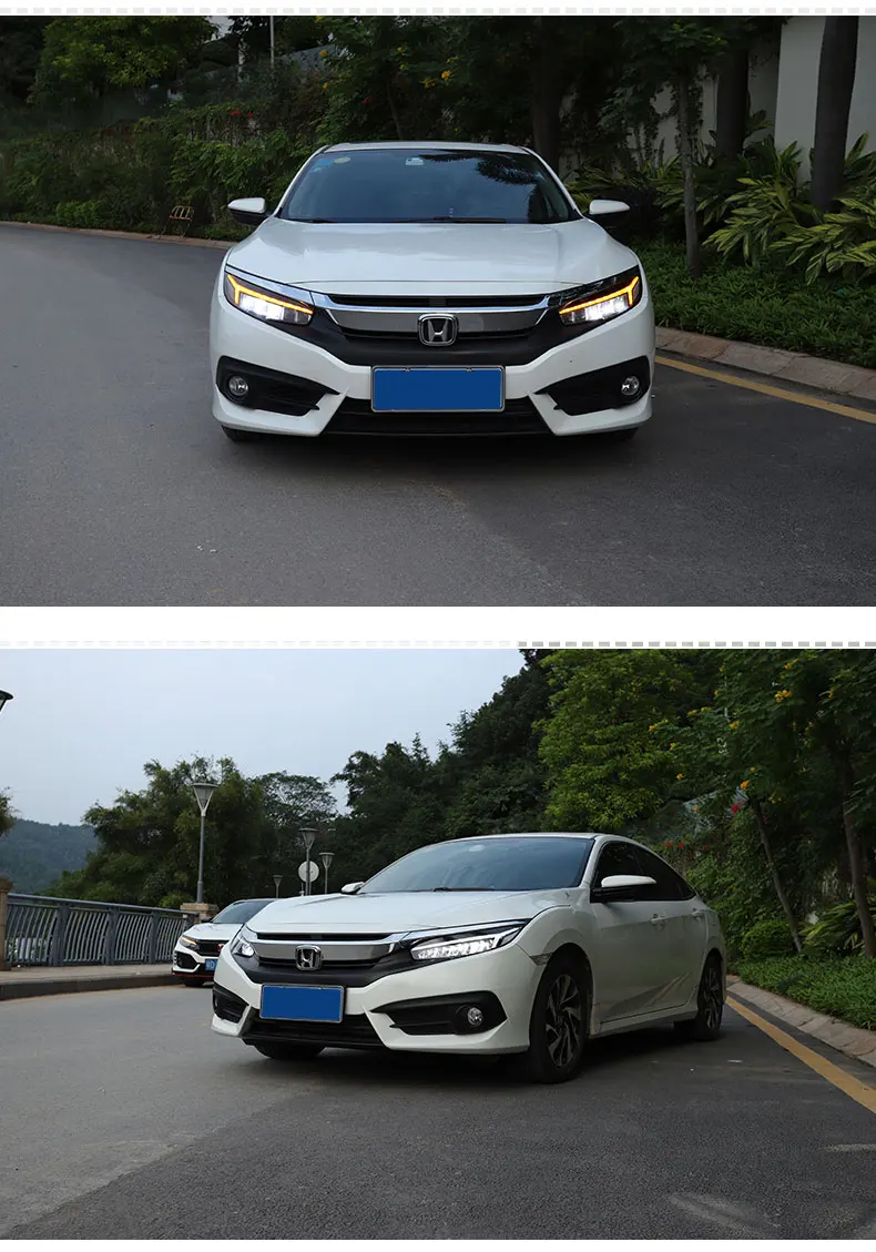 Автомобильный Стайлинг для Honda Civic- полный светодиодный фары для civic DRL Объектив Civic светодиодный фары с динамическим сигналом поворота