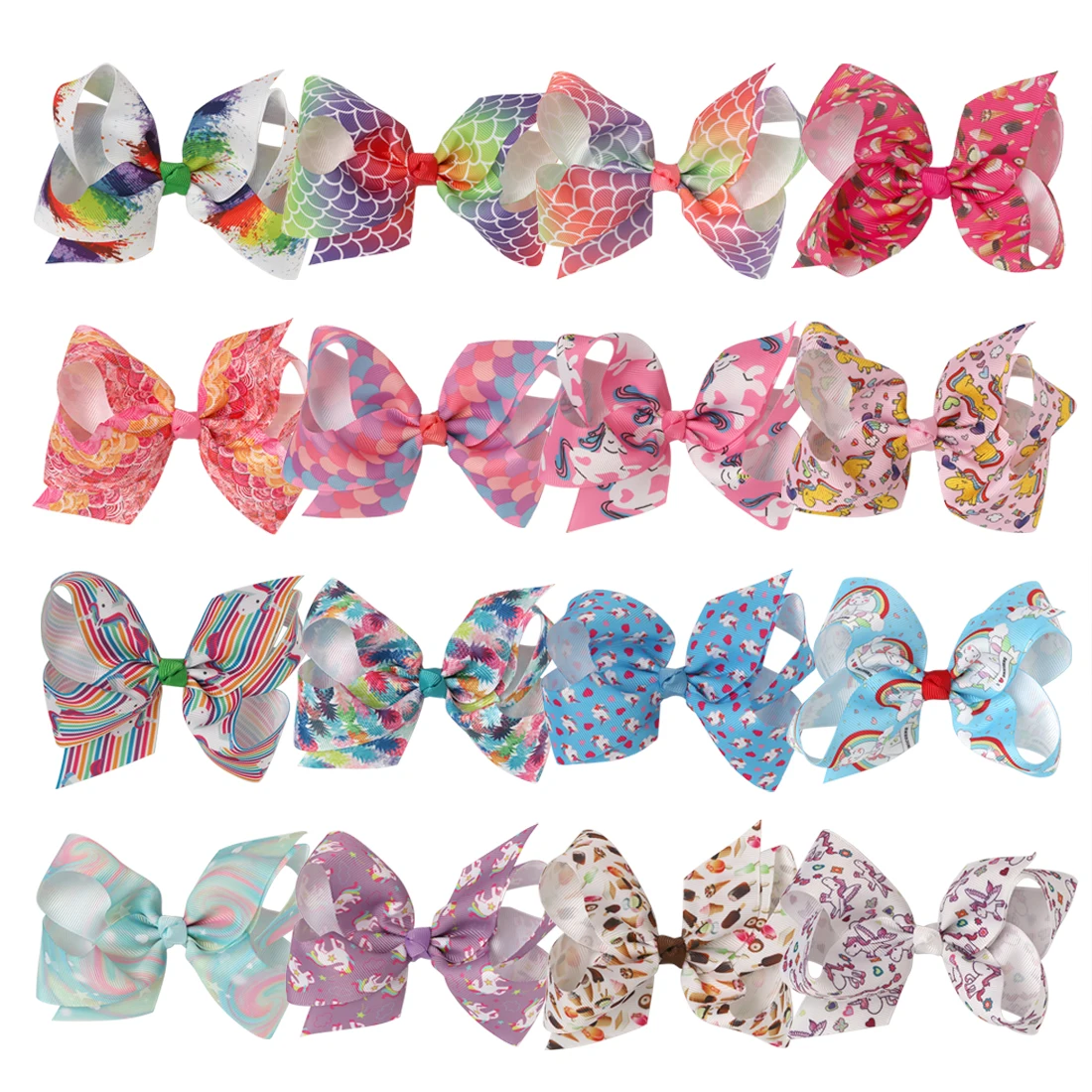 1pcs Kids Large 8/" Unicorn Pony Ribbon Rainbow Hairgrip Hair Bow clips For Girls