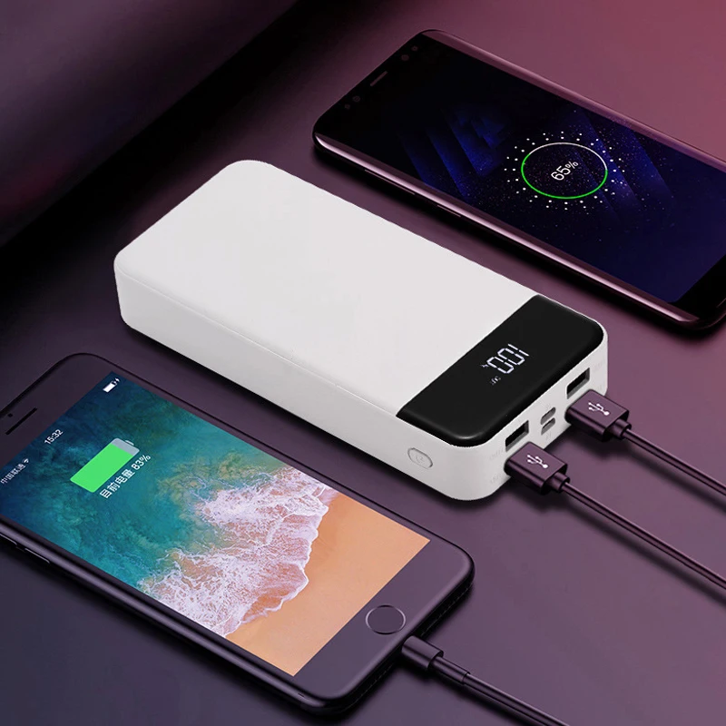 Настоящий внешний аккумулятор 30000 мАч 4USB выхода цифровой дисплей портативное