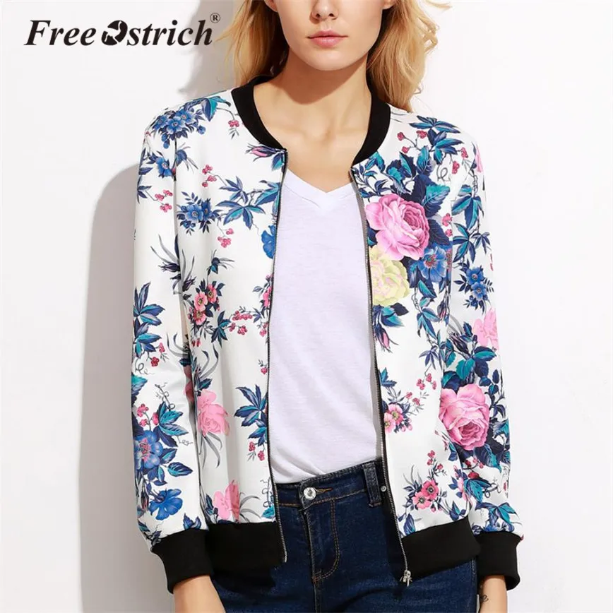 

Free Ostrich Winter Vintage Floral Women Coat Autumn Outerwear Casual Long Sleeve Zipper Ladies Tops Coat N30