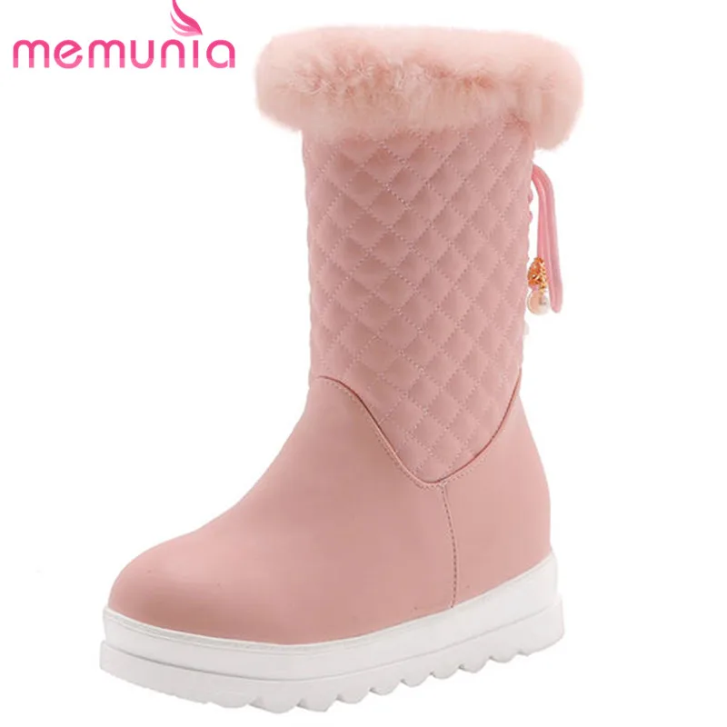 

MEMUNIA 2019 keep warm winter snow boots women round toe ankle boots lace up fashion boots female comfortable platform shoes