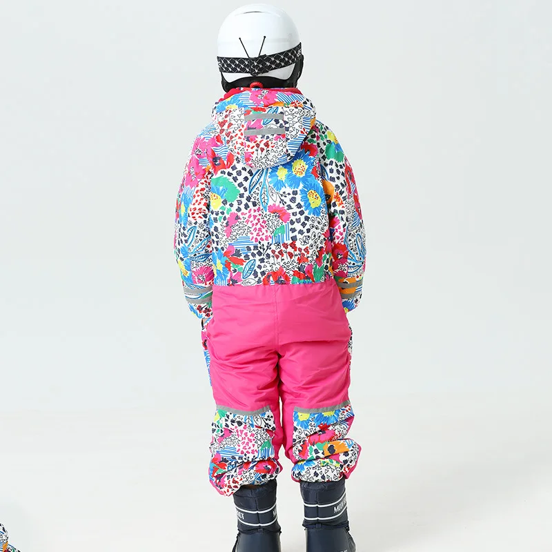 Лыжный костюм для мальчиков, ветрозащитный флисовый комбинезон для девочек, зимний цельный Детский зимний костюм с капюшоном, детская одежда с героями мультфильмов