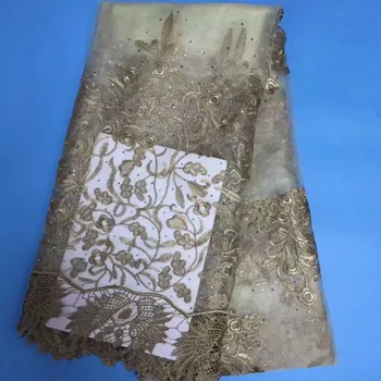 

LateWhite Gold French Nigerian Laces Fabric High Quality Tulle African Laces Fabric Wedding African French Tulle Lace Material