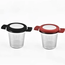 Новая многоразовая нержавеющая сталь чайная корзинка для заварки тонкий сетчатый фильтр для чая с 2 ручками крышкой чайные фильтры для кофе для рассыпной чай