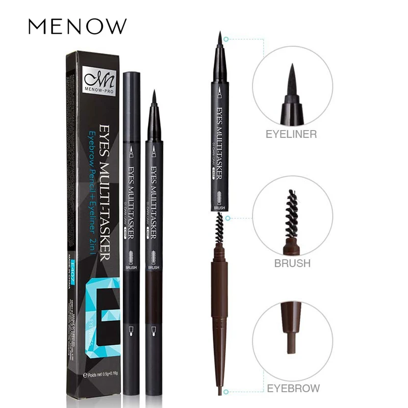 

MENOW Waterproof Liquid Eyeliner Pencil With Brush Eyebrow Pen Easy To Wear Brown Black Multi-fountion Eyes Makeup Tattoo Tool