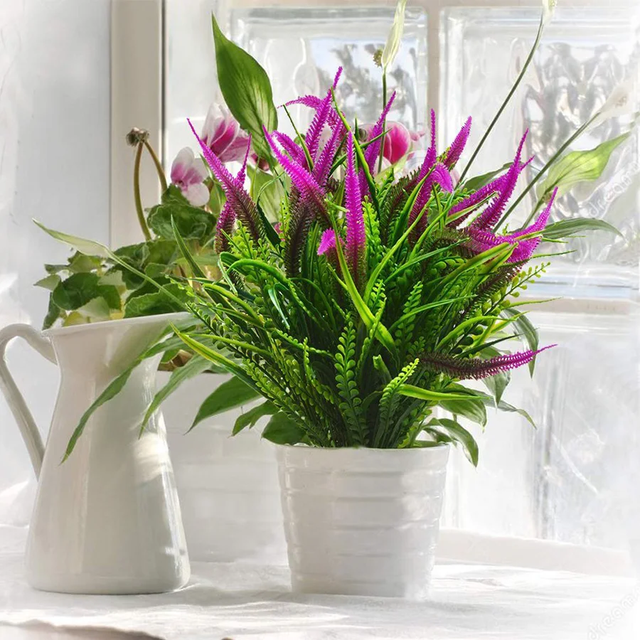 Artificial Plants Flower Faux Plastic Setaria Shrubs Greenery