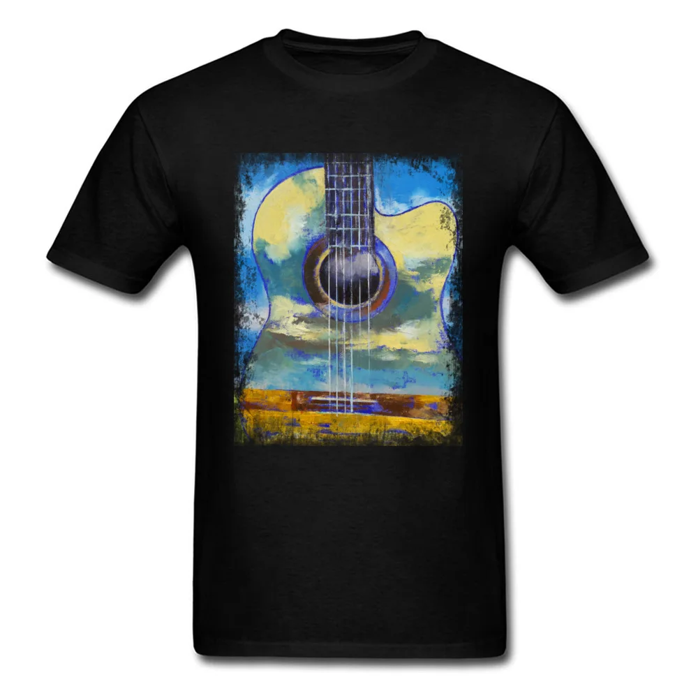 GUITAR CLOUDS On Sale Birthday Tops T Shirt Round Neck VALENTINE DAY Pure Cotton Short Sleeve T-Shirt for Men Custom Tshirts GUITAR CLOUDS black