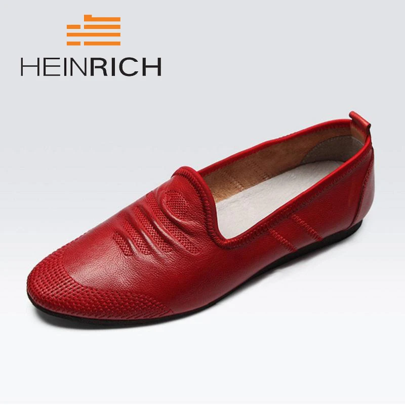 

HEINRICH 2018 Summer Men Casual Shoes Breathable Ultralight Men Shoes Concise Soft Fashion Leather Men's Loafers Flats Shoes