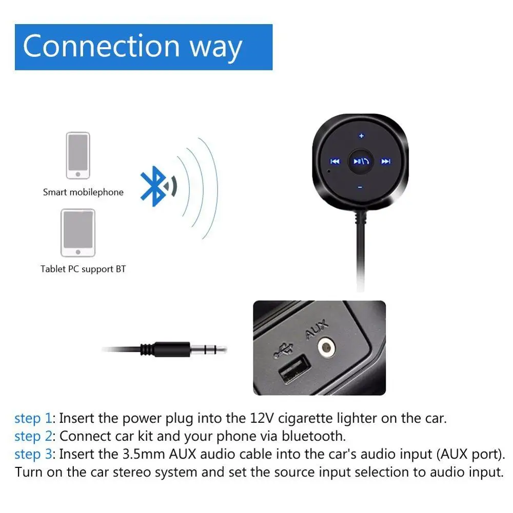 Bluetooth автомобильный комплект громкой связи 2.1A USB Автомобильное зарядное