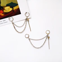European and American style trend metal texture simple personality fashion jewelry chain tassel earrings for women European and American style trend metal texture simple personality fashion jewelry chain tassel earrings for women