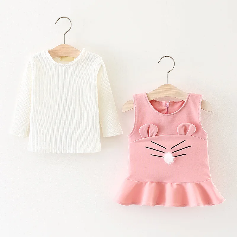 

Autumn Baby Girls Print Clothes set Long Sleeve Princess Kids Autumn Cotton top +Party Dress