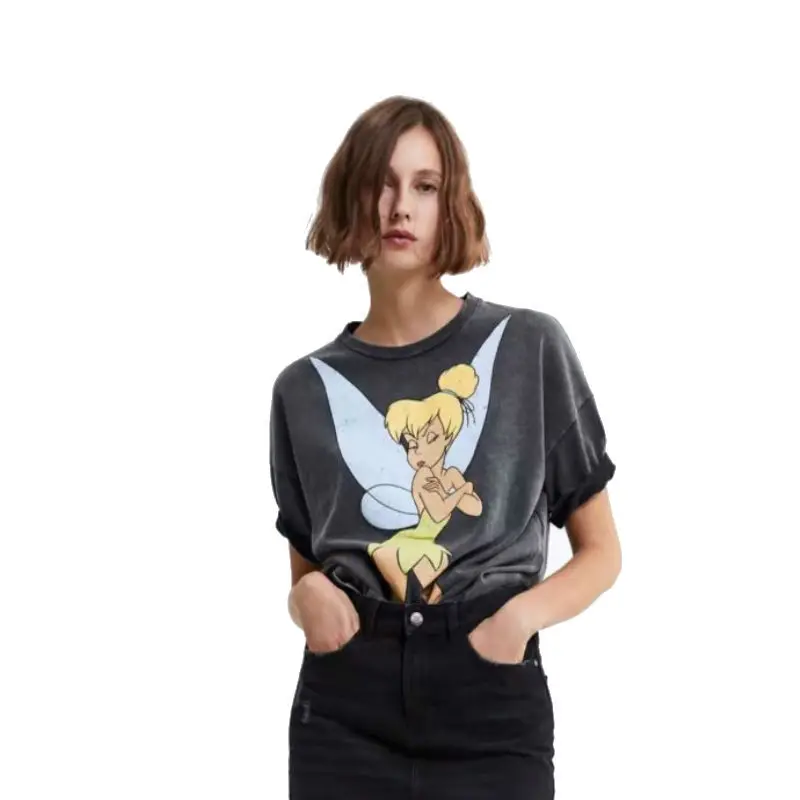 Летняя повседневная женская футболка, модная брендовая футболка с рисунком Гарри эльфа, длинная футболка с секциями, женские свободные топы, женская одежда